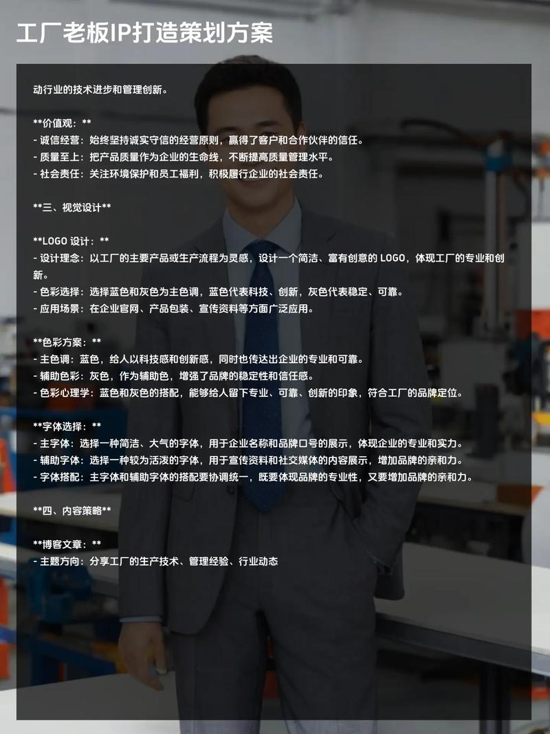 匠心铸就品牌灵魂——工厂创始人个人IP打造与形象设计方案